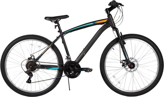 Mountainbike – Voor heren en dames – 18 versnellingen, voorverende vork, dubbele mechanische schijfremmen – 66 cm wielen, oranje