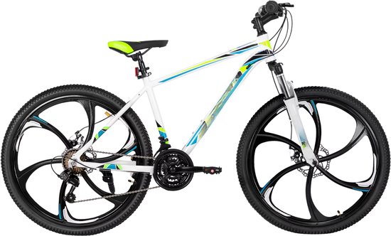 Mountainbike – Voor heren en dames – 21 versnellingen, dubbele mechanische schijfremmen, aluminium frame, spatbord – Black-26 Inch van Merkloos