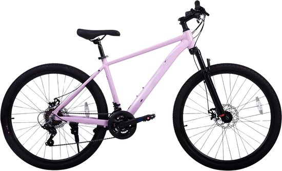 Mountainbike – Voor heren en dames – 21 versnellingen / mechanische schijfremmen / voorverende vork – Paars / 69 cm