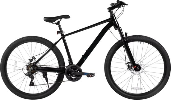 Mountainbike – Voor heren en dames – 21 versnellingen / mechanische schijfremmen / voorverende vork – Zwart / 66 cm