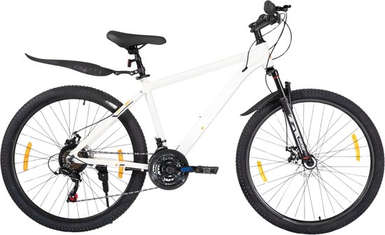 Mountainbike – Voor heren en dames – Hardtail, 21 versnellingen, schijfremmen – 66 cm / 70 cm wielen, wit, aluminium frame