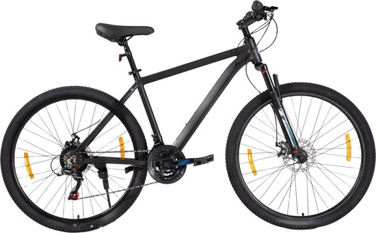 Mountainbike – Voor heren en dames – Hardtail, 21 versnellingen, schijfremmen – 66 cm / 70 cm wielen, zwart, aluminium frame