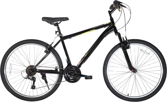 Mountainbike – Voor heren en dames – Hardtail, 21 versnellingen, V-brake – 66 cm / 70 cm wielen, zwart, hoogwaardig stalen frame