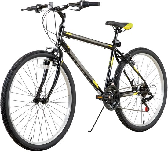 Mountainbike – Voor volwassenen, heren en dames – 24/26 inch (61/66 cm), 21 snelheden, koolstofstaal frame, sport-MTB – Black-24 Inch-21