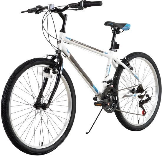 Mountainbike – Voor volwassenen, heren en dames – 24/26 inch (61/66 cm), 21 snelheden, koolstofstaal frame, sport-MTB – White-24 Inch-21