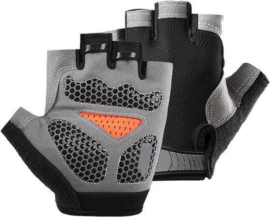 Mountainbikehandschoenen voor dames en heren, unisex, met halve vingers, antislip gelvulling, schokabsorberende en ademende handpalm voor motorrijden, fietsen, mountainbiken, fitness en andere sporten.