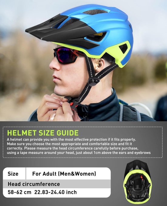MTB-helm - Fietshelm met afneembaar vizier en bekleding - Mountainbike helm voor volwassenen - Stadsverkeer - Dames en heren van Luxe Life.