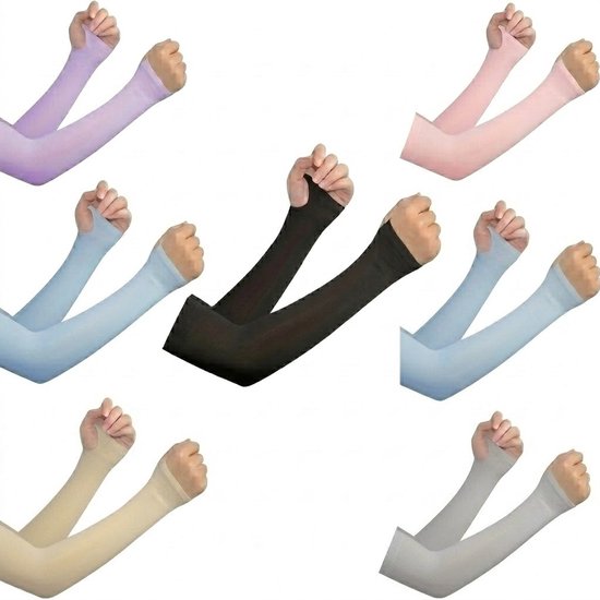 Multicolor armstukken unisex 7 paar verkoelende ademende rekbare sneldrogende sport arm mouwen met duim opening en elastische pasvorm voor fietsen hardlopen outdoor activiteiten en dagelijks gebruik