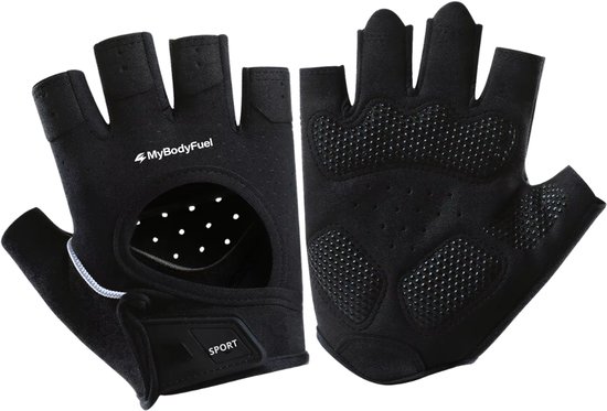 MyBodyFuel - Fietshandschoenen - Wielrenhandschoenen - Mountainbike Handschoenen - Schokdempende Padding - Antislip - Unisex - Maat S - Zwart