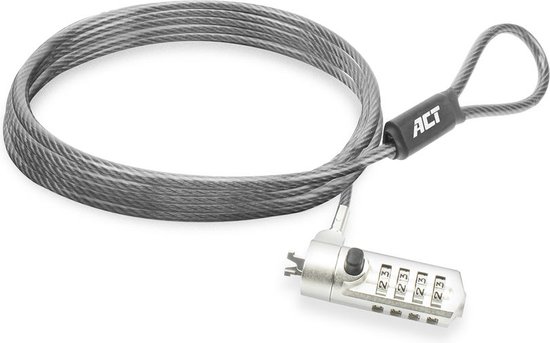 Nano laptopslot met cijfercode - Voor Nano security lock 2,5 x 6mm - 10.000 combinaties - Grijs van N/A