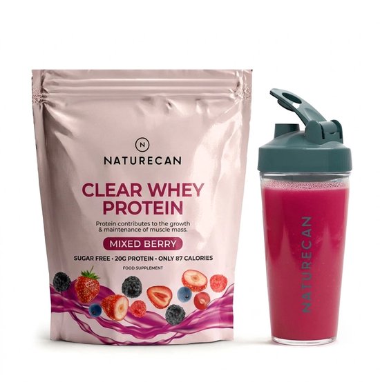 Naturecan Clear Whey Protein Bessen 1kg - Eiwit limonade - Wei-eiwitisolaat - 20 g eiwit