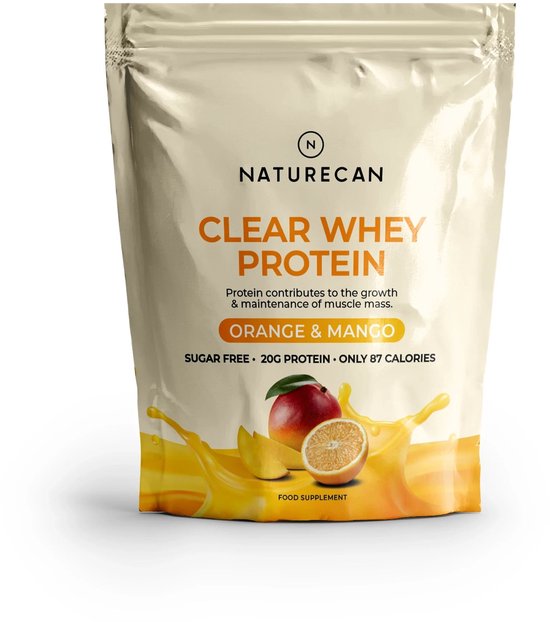 Naturecan Clear Whey - Sinaasappel & Mango - 1 kg - Eiwit Limonade - 20 g Eiwit per Portie - Wei-eiwitisolaat