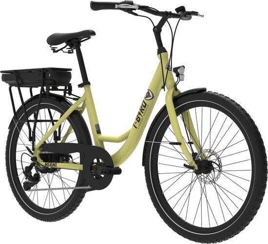 NETTLIFE Elekctrische Fiets 250W - 25km/h - Bereik 35-45km - 26×1.95 Band - Shimano 7 Versnellingen - geel - IP56 van NETTLIFE