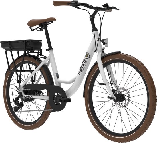 NETTLIFE Elekctrische Fiets 250W - 25km/h - Bereik 35-45km - 26×1.95 Band - Shimano 7 Versnellingen - wit - IP54 van Merkloos