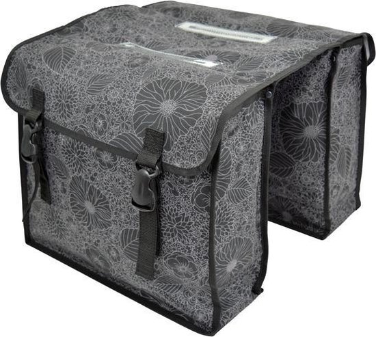 New Looks Fiori Fietstas Kathy Zwart gebloemd - Dubbele Fietstas Zwart / Grijs - 30 Liter van Merkloos