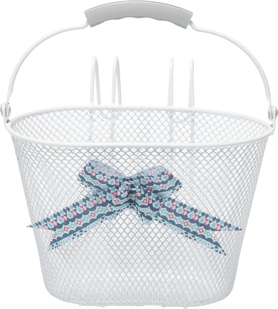 New Looxs Asti Girls Fietsmand Kinderfiets - Wit - Mand voor Fiets - Mandje met Hengsel en Strik - 8 liter van New Looxs