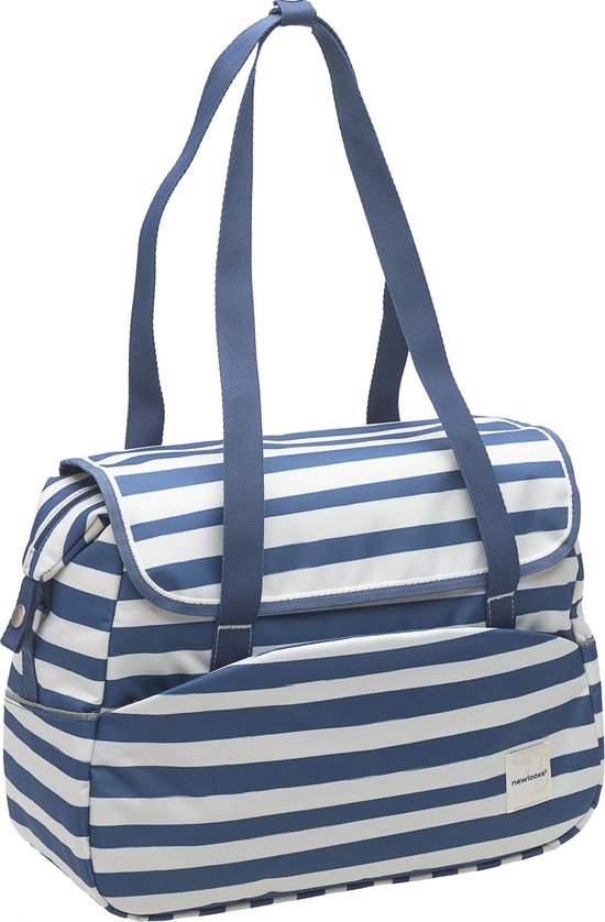 New Looxs Blue Stripe Tosca Enkele Fietstas - 16 liter - Blauw/wit van New Looxs