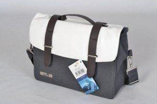 New Looxs Bolzano Canvas/Leer - Enkele Fietstas / Schoudertas - Afneembaar - 13 Liter - Antraciets/Wit van New Looxs