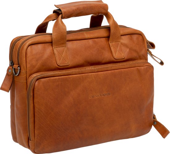 New Looxs Cali Laptoptas Fietstas - Leer - 15 inch Laptopvak - 17 liter - Cognac van New Looxs