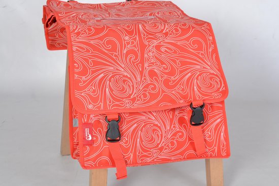 New Looxs dubbele fietstas rood motief van New Looxs