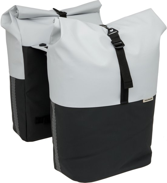 New Looxs Nyborg Double - Dubbele Fietstas - Geschikt voor Electrische Fietsen - Ingebouwde MIK Adapter - 34 Liter - Zwart & Grijs van New Looxs