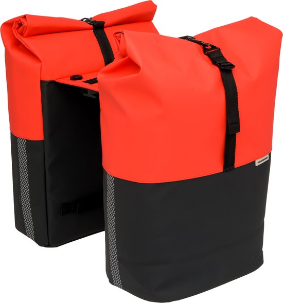 New Looxs Nyborg Double - Dubbele Fietstas - Geschikt voor Electrische Fietsen - Ingebouwde MIK Adapter - 34 Liter - Zwart & Rood van New Looxs