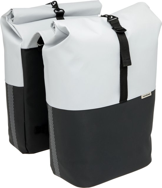 New Looxs Nyborg Double - Dubbele Fietstas - Geschikt voor Electrische Fietsen - Waterdicht Polyester - 34 Liter - Zwart & Grijs van New Looxs