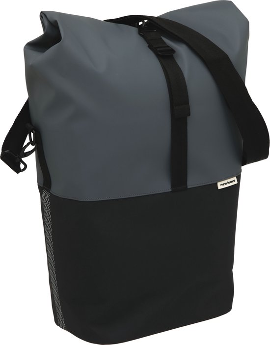 New Looxs Nyborg Single - Fietstas Enkel - Afneembare Schoudertas - 13 inch Laptopvak - Waterdicht Polyester - 17 liter - Zwart & Donker Grijs van New Looxs