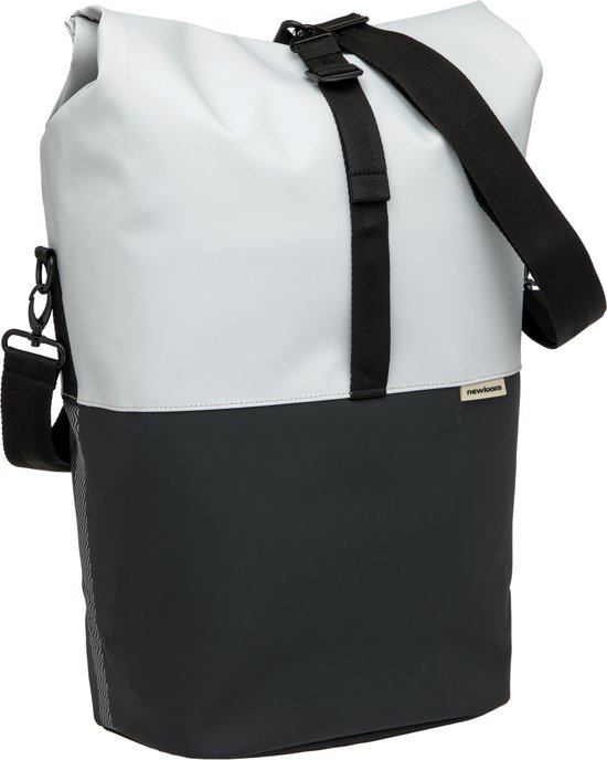 New Looxs Nyborg Single - Fietstas Enkel - Afneembare Schoudertas - 13 inch Laptopvak - Waterdicht Polyester - 17 liter - Zwart & Grijs van New Looxs