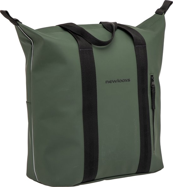 New Looxs Odense Kota - Enkele Fietstas voor Dames - Afneembare Shopper met Rits - Pakaftas Enkel - Boodschappentas met Haken - Stevig en Afneembaar - 24 Liter - Groen van New Looxs