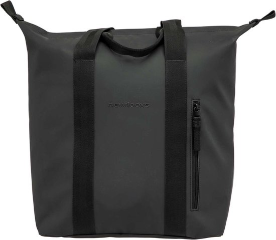 New Looxs Odense Kota - Enkele Fietstas voor Dames - Afneembare Shopper met Rits - Pakaftas Enkel - Boodschappentas met Haken - Stevig en Afneembaar - 24 Liter - Zwart van New Looxs