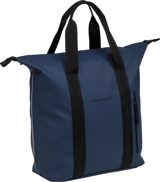 New Looxs ® Odense Kota - Enkele Fietstas voor Dames - Shopper met Rits - Pakaftas Enkel - Afneembare Boodschappentas - Stevig Tas met Haken - 24 Liter - Dark Blue van New Looxs