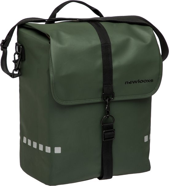 New Looxs Odense Single - Enkele Fietstas - Waterdicht Polyester - Afneembare Fietstas Enkel - Geschikt voor Elektrische Fietsen - 17,5 liter - Groen van New Looxs