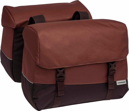 New Looxs ® Oslo Joli Double - Dubbele Fietstas - Geschikt voor elke Bagagedrager - Ook voor Electrische Fietsen - 100% Gerecycled Polyester - Stevig, Ruim en Vormvast - 37L - Burgundy-Rust van New Looxs