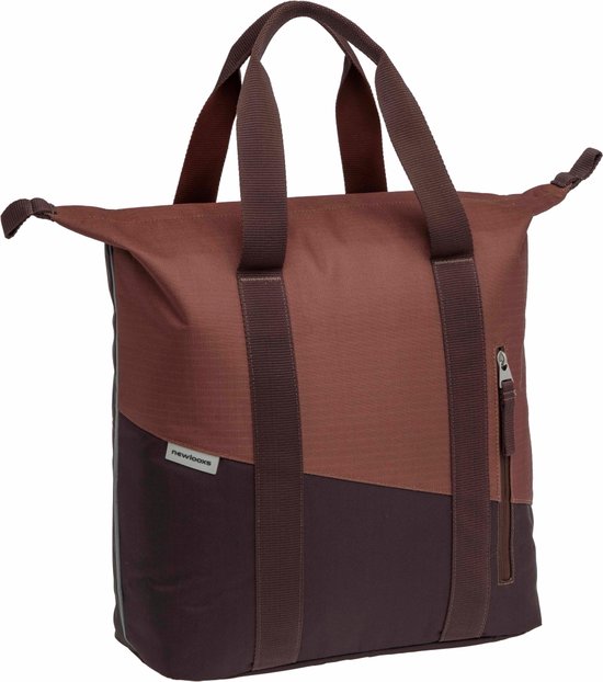 New Looxs ® Oslo Kota - Enkele Fietstas voor Dames - Shopper met Rits - Pakaftas Enkel - Afneembare Boodschappentas - 100% Gerecycled Polyester - Stevig Tas met Haken - 24 Liter - Burgundy-Rust van New Looxs