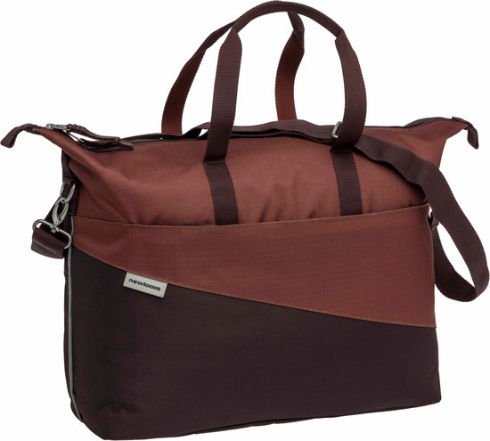 New Looxs ® Oslo Tendo - Enkele Fietstas - Schoudertas met Laptopvak - Afneembare Shopper met Rits - Multifunctioneel - 100% Gerecycled Polyester - Geschikt voor Electrische Fietsen - 21 Liter - Burgundy-Rust van New Looxs