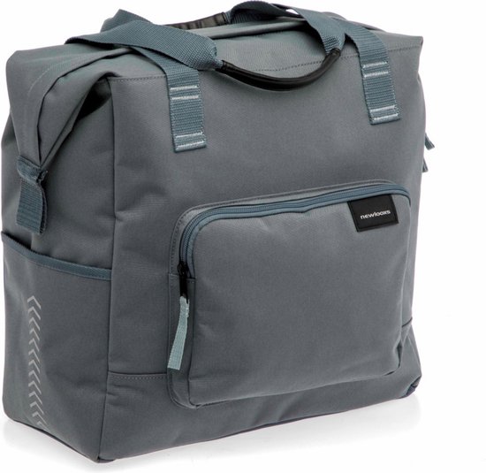 New Looxs ® Tulum Camella - Enkele Fietstas - 100% Gerecycled Polyester - Shopper met Rits - Pakaftas Enkel - Boodschappentas met Haken - Stevig en Afneembaar - 26 Liter - Grey-Green van New Looxs