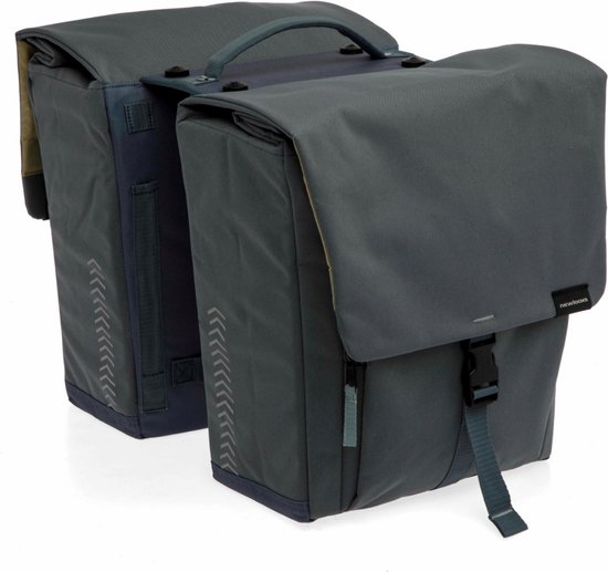 New Looxs ® Tulum Double MIK - Dubbele Fietstas - 100% Gerecycled Polyester - Geschikt voor Elektrische Fietsen - Voor MIK-Bagagedrager - Afneembare Fietstas - 32 Liter - Grey-Green