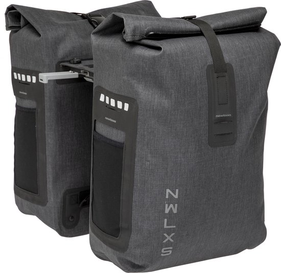 New Looxs Varo Double - Dubbele Fietstas - Geschikt voor Elektrische Fietsen - 100% Waterdicht - Geïntegreerde MIK Adapter - 40 Liter - Grijs van New Looxs