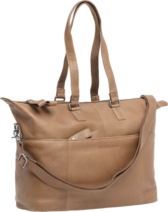 New Looxs Verla Fietstas Laptoptas - 15 inch Laptopvak - Leer - 21 liter - Cognac van New Looxs