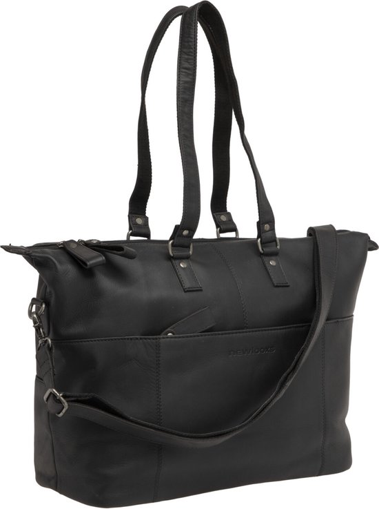 New Looxs Verla Fietstas Laptoptas - 15 inch Laptopvak - Leer - 21 liter - Zwart van New Looxs