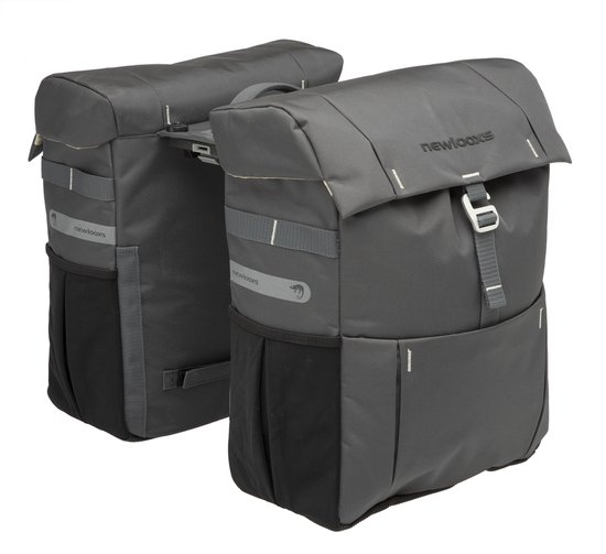 New Looxs Vigo Double - Dubbele Fietstas - Geschikt voor Electrische Fietsen - Ingebouwde MIK adapter - Afneembare Fietstas met Modern Design - 37 Liter - Grijs van New Looxs