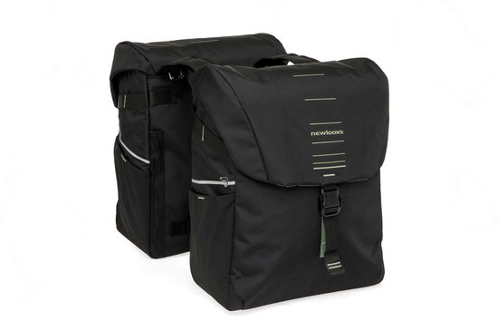 New Looxs ® Vigo Double - Dubbele Fietstas - Geschikt voor Elektrische Fietsen – Gerecycled Materiaal - 40 Liter – Zwart - Groen van Merkloos