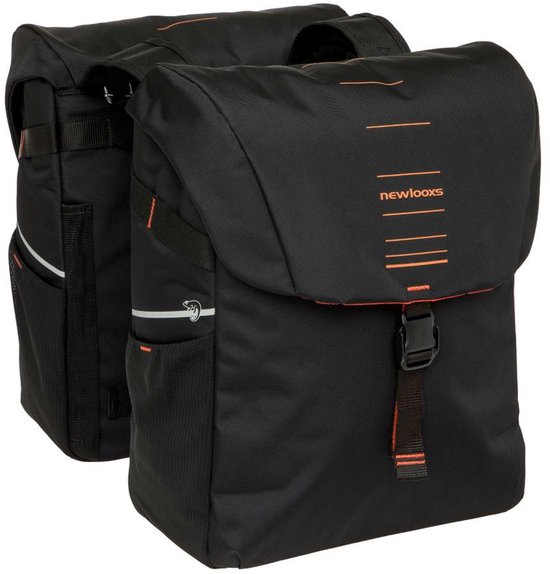 New Looxs ® Vigo Double - Dubbele Fietstas - Geschikt voor Elektrische Fietsen - Gerecycled Materiaal - 40 Liter - Zwart - Oranje van New Looxs