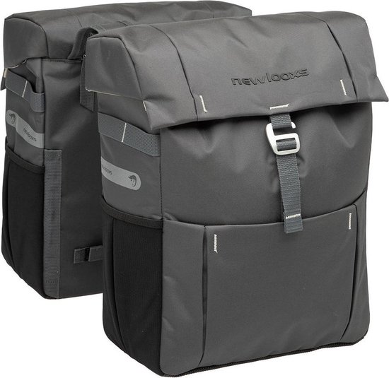 New Looxs Vigo Double - Dubbele Fietstas - Geschikt voor Elektrische Fietsen - Waterdicht Polyester en Modern Design - 37 Liter - Grijs van New Looxs