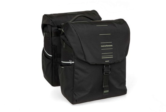 New Looxs ® Vigo Double MIK 2.0 - Dubbele Fietstas - Geschikt voor Elektrische Fietsen – Gerecycled Materiaal - 40 Liter – Zwart - Groen van New Looxs