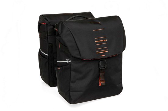 New Looxs ® Vigo Double MIK 2.0 - Dubbele Fietstas - Geschikt voor Elektrische Fietsen - Gerecycled Materiaal - 40 Liter - Zwart - Oranje van New Looxs