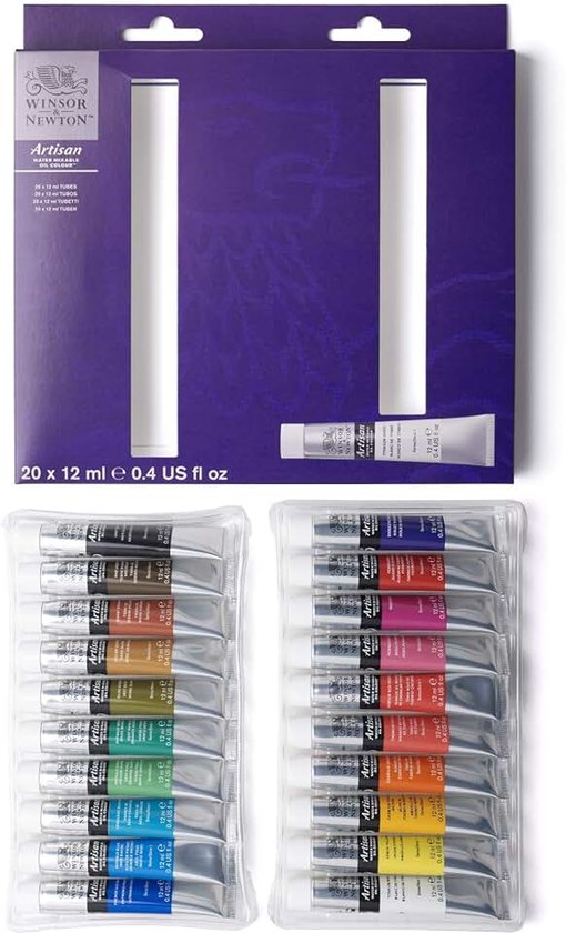 & Newton 1590272 Artisan watervermengbare olieverf, hoge pigmentconcentratie, goede dekkingskracht en lichtechtheid - Artisan Beginner Set 20x12ml