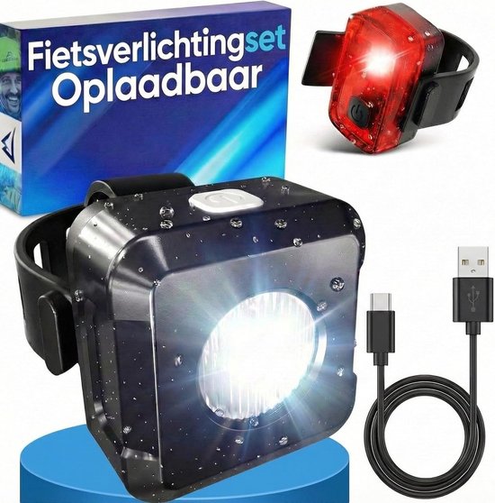 Nextcover Fietslicht Voor en Achter | Fiets Licht USB-C Oplaadbaar & IPX4 Waterdicht | Fietsverlichting Set met 6 Uur Accuduur | Voorlicht en Achterlicht | Fietslamp LED Wit en Rood | Fietslampjes voor alle Fietsjes | Fiets Lamp