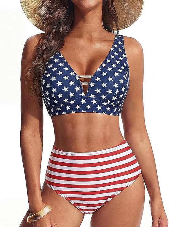 Nikole Dames bikini hoge taille cut-out badpak buikweg badmode push-up tweedelige bikini set V-hals badkleding